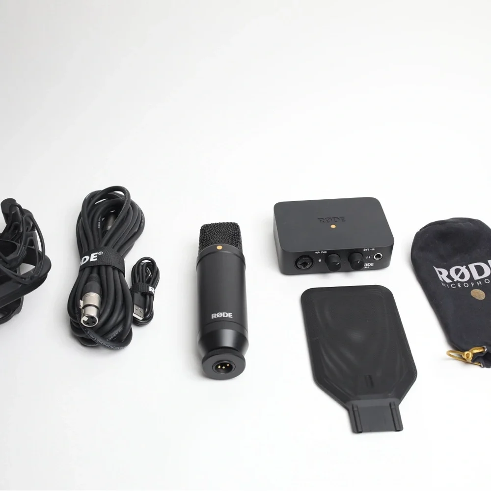 Sleek Black Microphone with Shock Mount